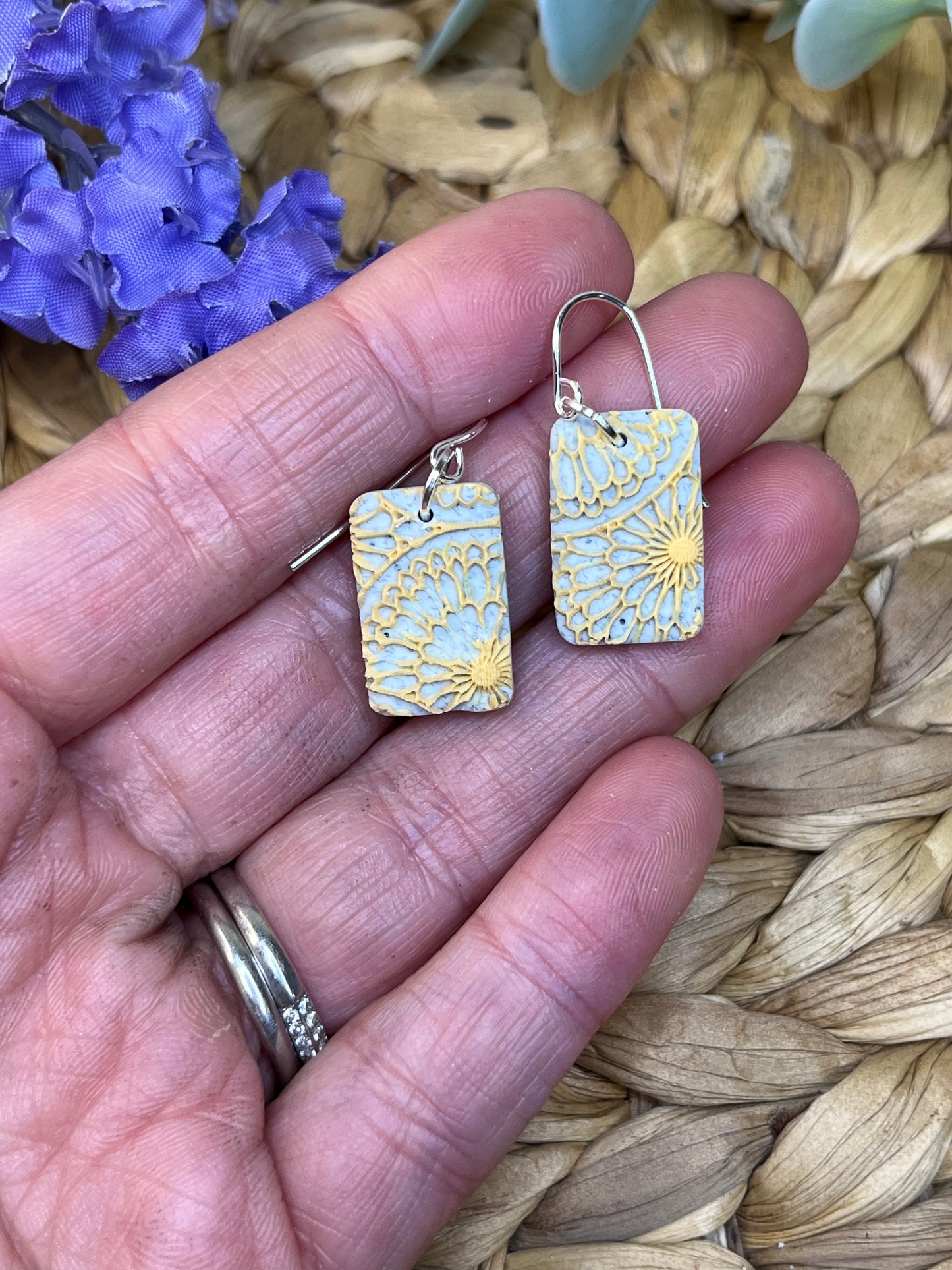 Embossed orange and grey